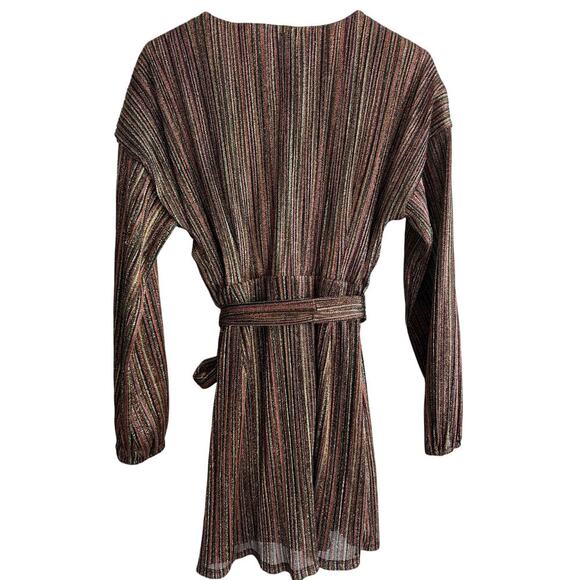 Forever 21 Metallic Striped V Neck Dress size Large - Picture 6 of 8